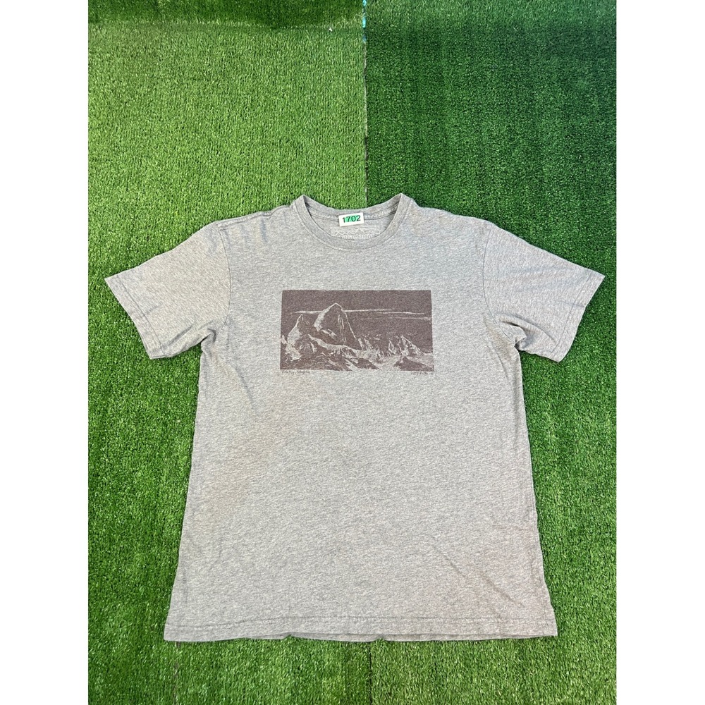 Patagonia Men Fitz Roy Mountain Graphic T-Shirt Gray Organic Cotton Size M